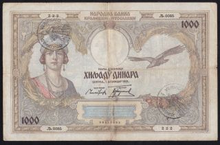 Kingdom Yugoslavia/ Montenegro - - - 1000 Dinara 1931 - - - Verificato - - - - R