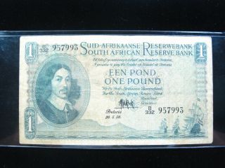 South Africa 1 Pound 1958 P92 Suid Afrikaanse Lion 82 Currency Banknote Money