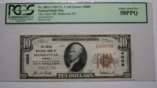 $10 1929 Manhattan Kansas Ks National Currency Bank Note Bill 4008 New58ppq