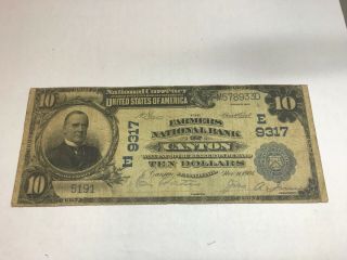 1902 Pb $10 Canton Pennsylvania,  Farmers National Bank Of,  Fine.  Scarce