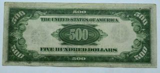 1934 - A $500 Federal Reserve Note Dollar Bill,  York,  York US Paper Money 2
