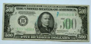 1934 - A $500 Federal Reserve Note Dollar Bill,  York,  York US Paper Money 6