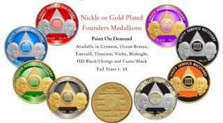 Nickle Plated Aa Founders Medallion Anniversary Coin Aa Any Year & Color