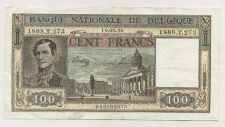 Belgium 100 Francs 18 - 01 - 1946 Pick 126 Vf,  Circulated Banknote