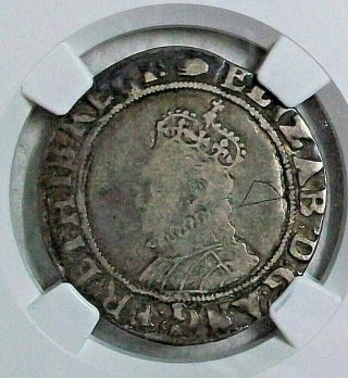Nd (1590 - 1592) England Queen Elizabeth I Silver 1 Shilling Ngc F - Details S - 2577