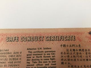 Korea 1947 War Safe Conduct Certificate 100 Yuan UNC 3