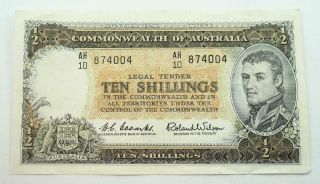 Commonwealth Of Australia Ten / 10 Shillings Banknote C.  1960 - 61