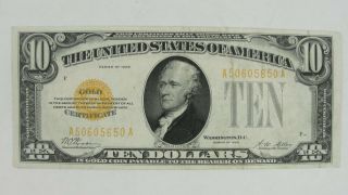 U.  S.  Series Of 1928 Ten Dollar Gold Note / Gold Certificate Crisp Uncirculated