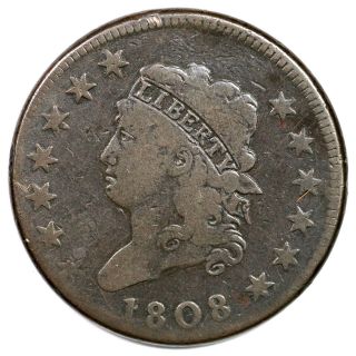 1808 S - 277 R - 2 Classic Head Large Cent Coin 1c