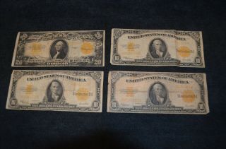 Series 1922 One $20.  00,  Three $10.  00 Gold Certificates Large,  Circulated,