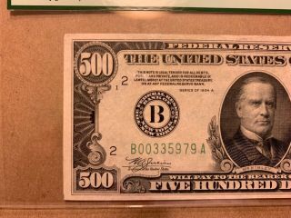 1934 A 500 Dollar Bill Federal Reserve Note York mule PCGS 35 Fr.  2202m - b 5