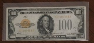 1928 $100 Dollars Gold Certificate Currency Note