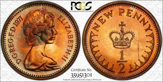 1971 Great Britain Penny Half 1/2 Pence Pcgs Pr67rd None Graded Higher