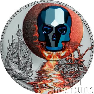 Crystal Skull Luna De Sangre 1 Oz Silver Coin 2019 Equatorial Guinea Blood Moon