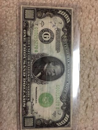1000 One Thousand 1,  000.  00 Dollar Bill Currency 1934 A Chicago Illinois