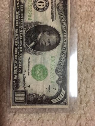 1000 ONE THOUSAND 1,  000.  00 DOLLAR BILL CURRENCY 1934 A chicago illinois 3