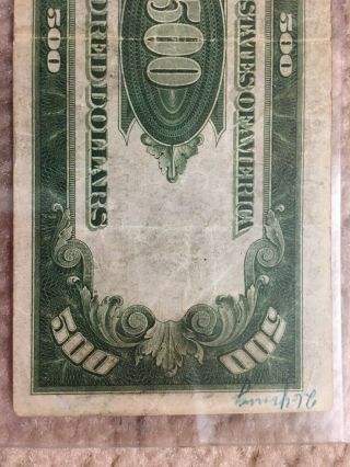 1934 Chicago $500 FIVE HUNDRED DOLLAR BILL 1000 CONDTION W/LIGHT MARKS 6