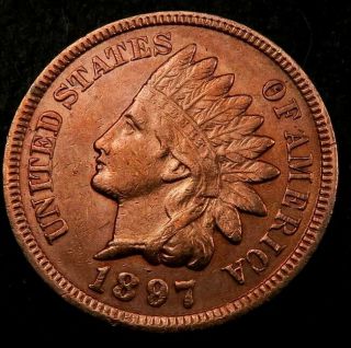 1897 Indian Head Penny Cent // Choice Bu Red // (i772)