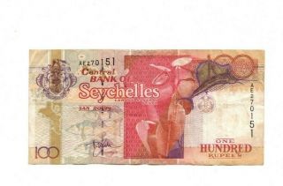 Bank Of Seychelles 100 Rupees 2001 Vg