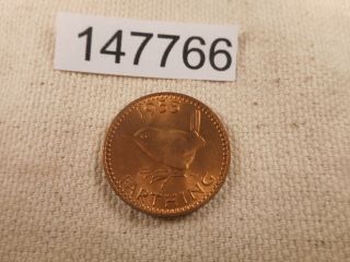 1955 Great Britain Farthing - Red/orange - Collector Album Coin - 147766