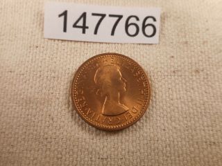 1955 Great Britain Farthing - Red/Orange - Collector Album Coin - 147766 3