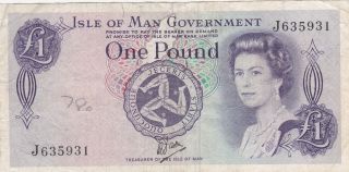 1 Pound Vg - Fine Banknote From Isle Of Man 1979 Pick - 34