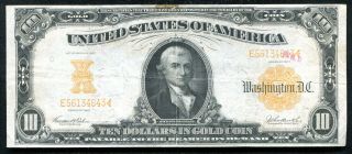 Fr.  1172 1907 $10 Ten Dollars Gold Certificate Currency Note Vf,