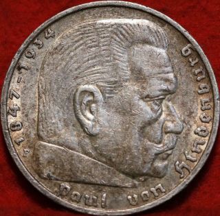 1936 Germany 5 Mark Silver Foreign Coin