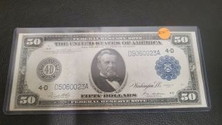 1914 $50 Dollar Federal Reserve Note,  FR 1039a,  PMG 35 Choice Very Fine 3