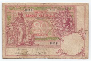 Belgium 20 Francs 1919,  P - 67