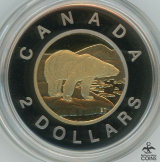 1996 Canada 2 Dollars Polar Bear Bi - Metallic Silver.  925 Proof Coin w/ Box 2