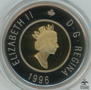 1996 Canada 2 Dollars Polar Bear Bi - Metallic Silver.  925 Proof Coin w/ Box 3