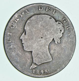 Silver World Coin - 1845 Great Britain 1/2 Crown - World Silver Coin 12.  8g 949