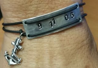 Anchored In Sobriety Unisex Bracelet With Sobriety Date - Hand Stamped On Metal