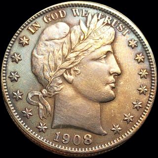 1908 - O Barber Silver Half Dollar Looks Unc High End Vibrant Strike Bu Coin Nr
