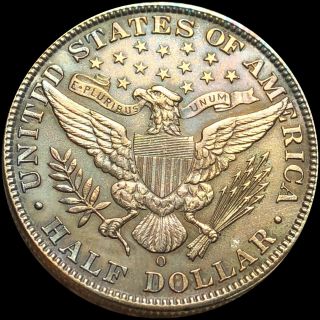 1908 - O Barber Silver Half Dollar LOOKS UNC High END Vibrant Strike BU Coin NR 2