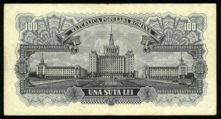 ROMANIA 100 LEI 1952 P 90 BANKNOTE 2