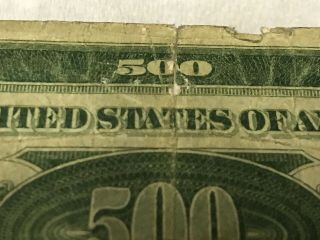 1934 Chicago $500 FIVE HUNDRED DOLLAR BILL Discontinued In 1969 10