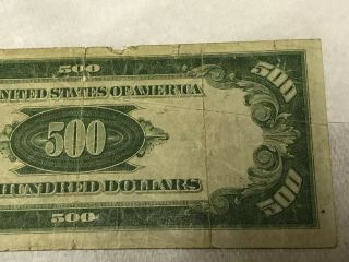 1934 Chicago $500 FIVE HUNDRED DOLLAR BILL Discontinued In 1969 9