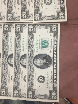 1977 $20 dollar bill Star notes 10 consecutive number uncirculated 3