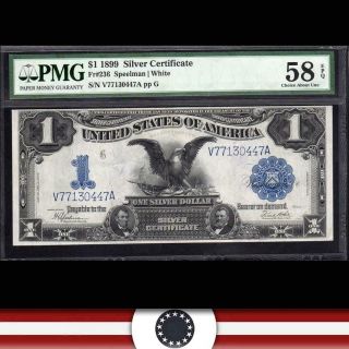 1899 $1 Silver Certificate Note Black Eagle Pmg 58 Epq Fr 236 V77130447a