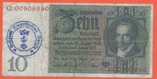 Germany - Wehrmacht - 10 Reichsmark - 1929 - With Nazi Stamp Gestapo Danzig