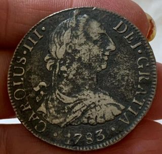 1783 Mo Ff Spanish Mexico 8 Reales Silver Coin