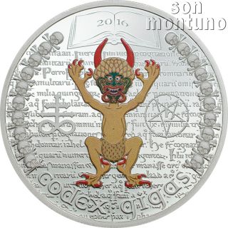 2016 Codex Gigas " The Dark Side " 1oz Silver Coin Equatorial Guinea Devil 