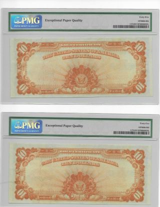 1922 SEQUENTIAL $10.  00 HILLEGASS LARGE GOLD NOTES HIGHER EPQ GRADE 2