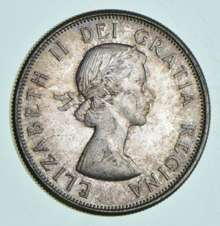 Silver - World Coin - 1960 Canada 50 Cents - World Silver Coin 11.  5 Grams 858