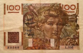 1953 France 100 Francs Banknote,  5 - 2 - 1953,  Banque De France,  Pick 128d