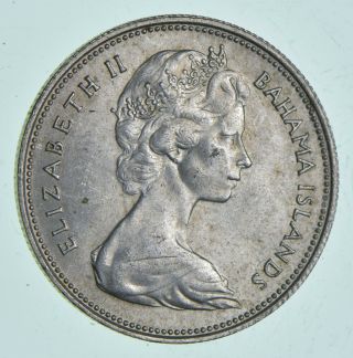 Silver World Coin - 1966 Bahama Islands 50 Cents - World Silver Coin 10.  3g 041