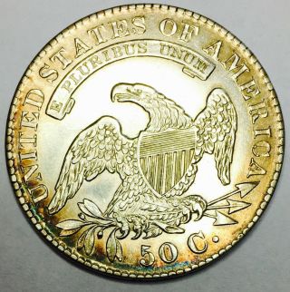 1830 CAPPED BUST HALF SOLID BU,  ONE OF THE BEST IVE SEEN GORGEOUS TONING 6209 2