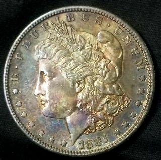 1881 S Gem Bu Morgan Silver Dollar,  Dbl Mm,  Rich Toned Coin (one Day)